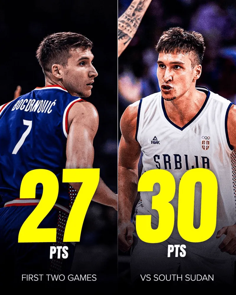 健康归来!博格丹在小组前两场比赛中总共得到27分 在第三场比赛中得到30分